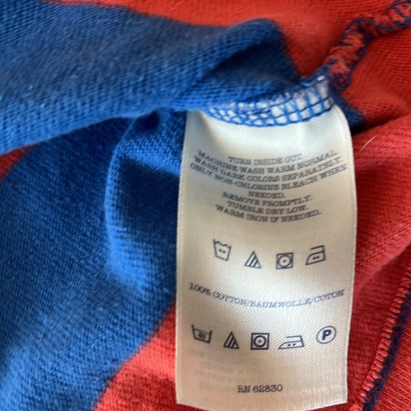 Lands’ End Canvas Rugby Stripe Shirt in Orange and Blue - Picture 5 of 6